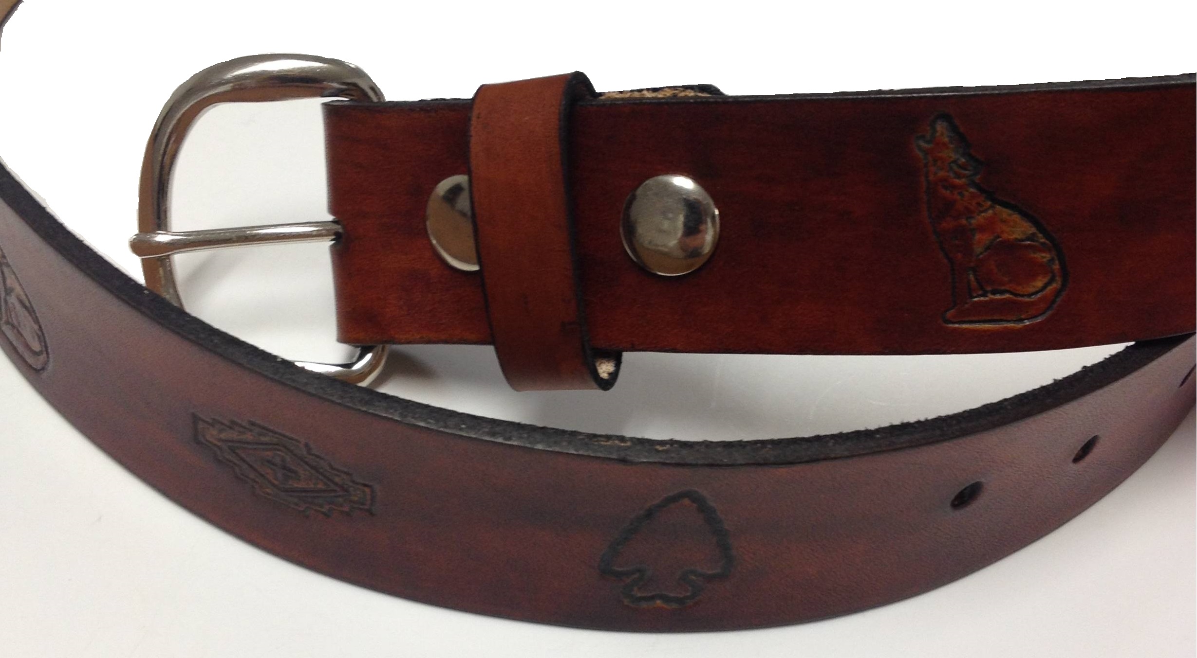 Indian Stamped Design Handmade Mens Leather Belt 1.5&quot; wide