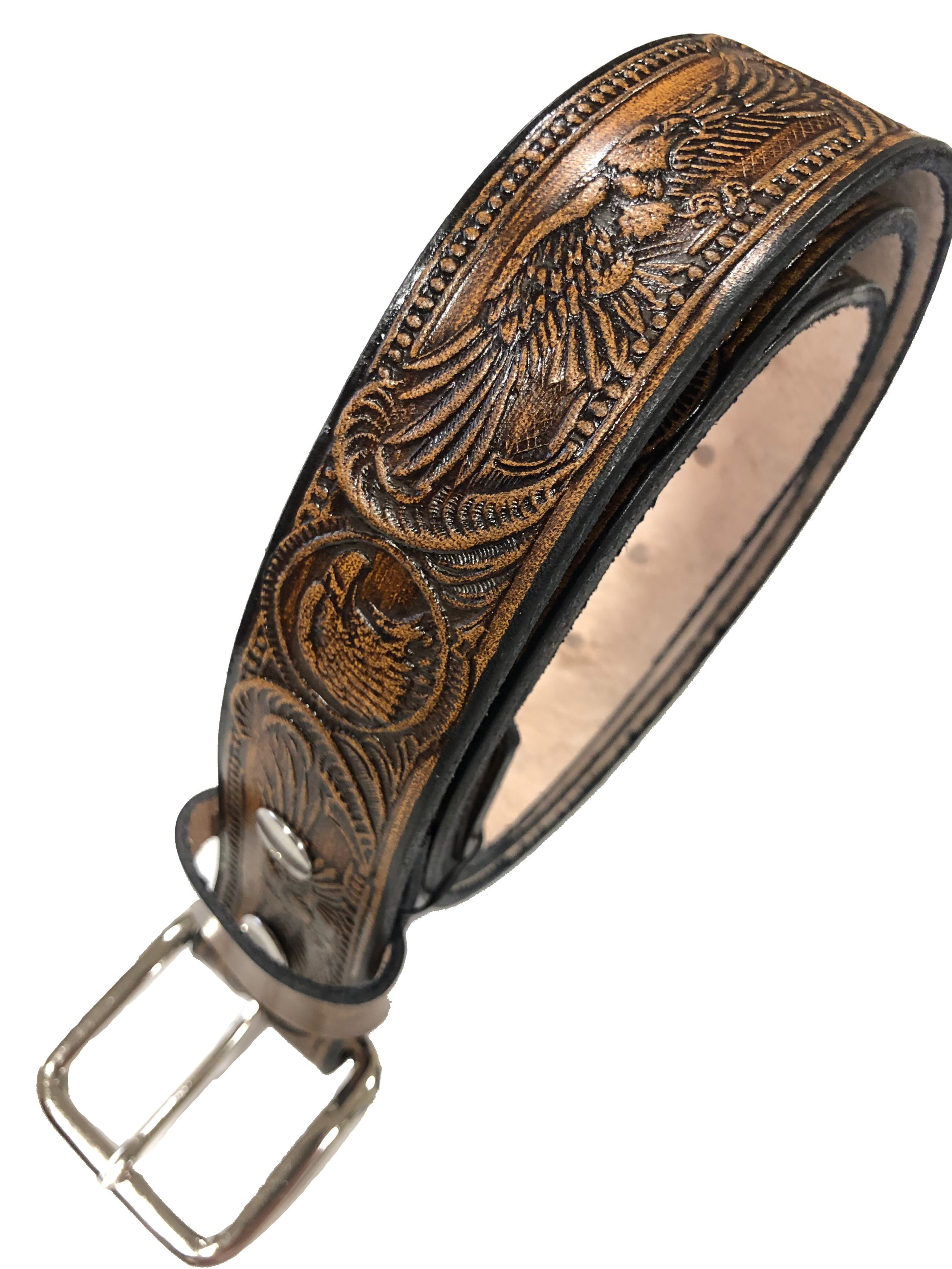 American Eagle Design Handmade Mens Leather Belt 1.5